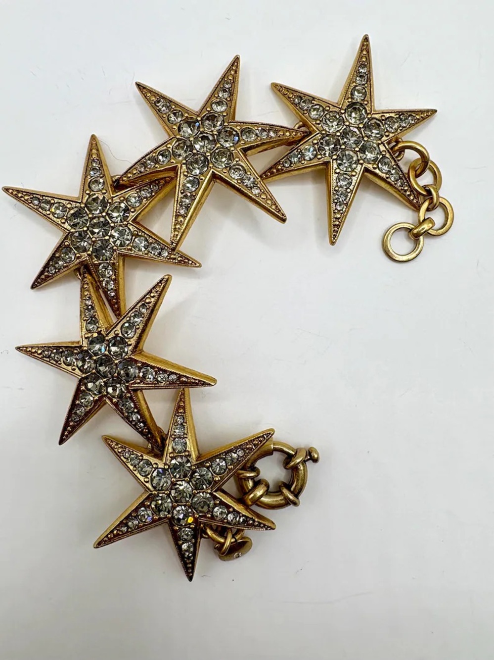 J. Crew Gold Star Bracelet with Clear Crystal Rhinestones